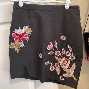 LF embroidered black skirt